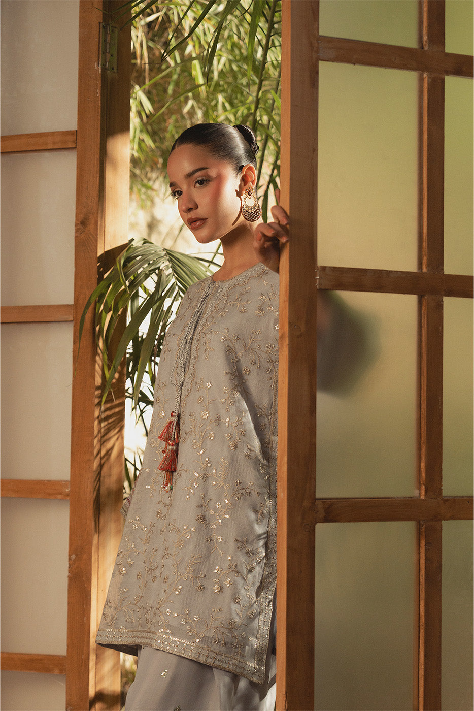 2 PIECE EMBROIDERED COTTON NET SUIT (LUXURY PRET)