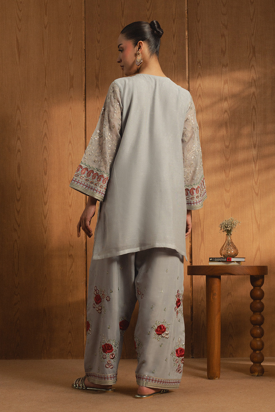 2 PIECE EMBROIDERED COTTON NET SUIT (LUXURY PRET)