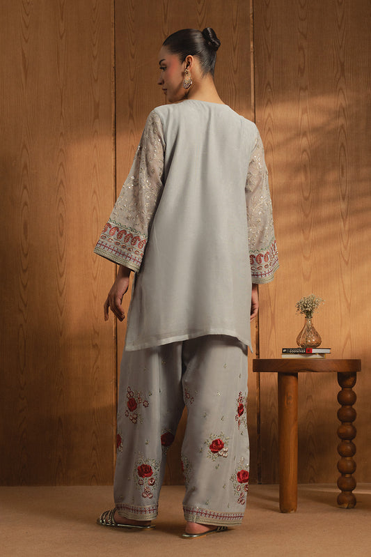 2 PIECE EMBROIDERED COTTON NET SUIT (LUXURY PRET)