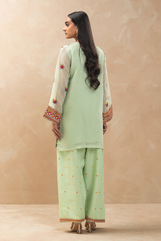 2 PIECE EMBROIDERED COTTON NET SUIT (LUXURY-PRET)