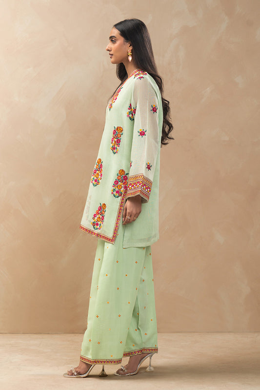2 PIECE EMBROIDERED COTTON NET SUIT (LUXURY-PRET)