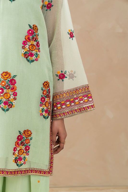 2 PIECE EMBROIDERED COTTON NET SUIT (LUXURY-PRET)