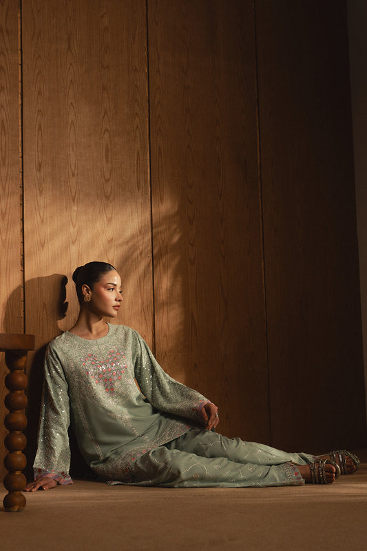 EMBROIDERED RAW SILK SHIRT (LUXURY PRET)