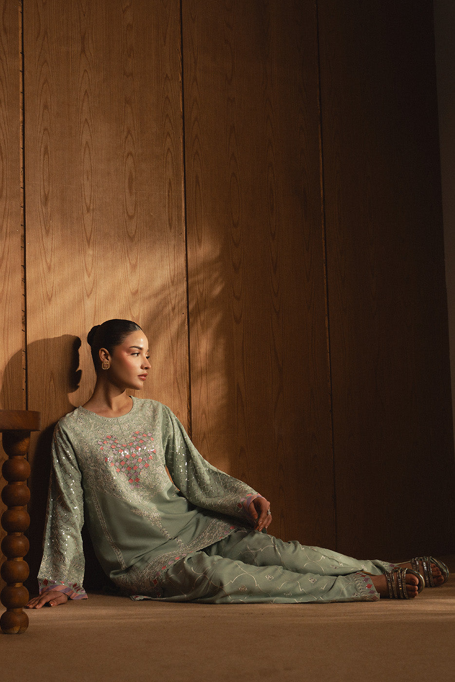 EMBROIDERED RAW SILK SHIRT (LUXURY PRET)