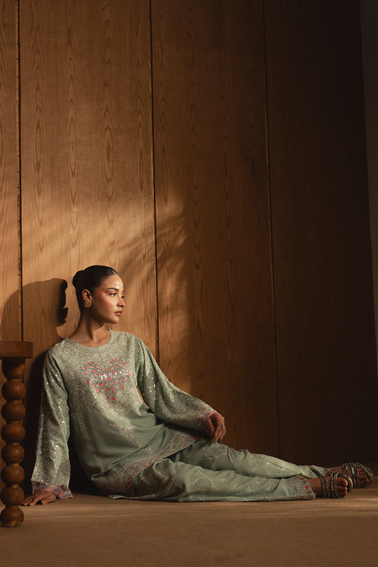 EMBROIDERED RAW SILK SHIRT (LUXURY PRET)
