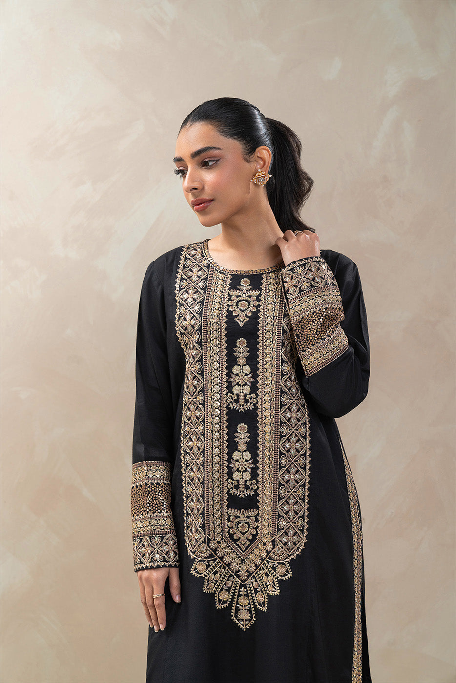 2 PIECE EMBROIDERED RAW SILK SHIRT (LUXURY-PRET)