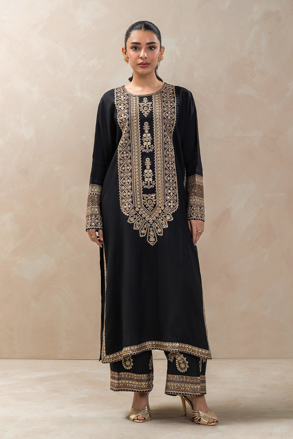 2 PIECE EMBROIDERED RAW SILK SHIRT (LUXURY-PRET)