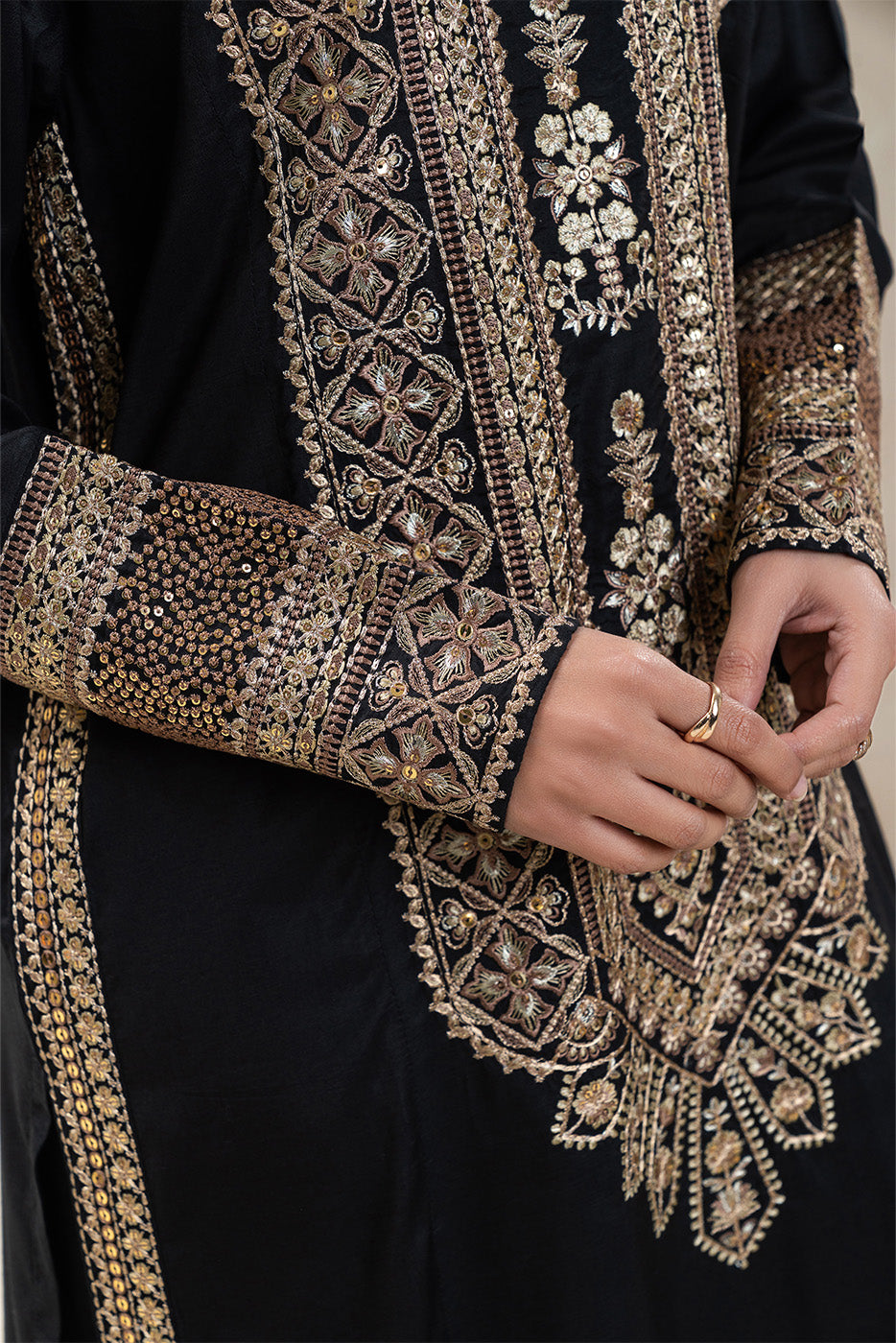 2 PIECE EMBROIDERED RAW SILK SHIRT (LUXURY-PRET)