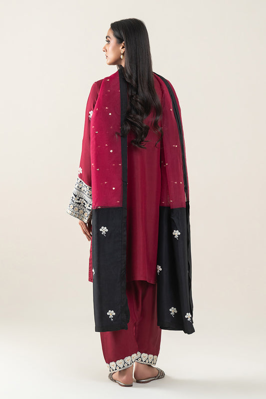 3 PIECE EMBROIDERED RAW SILK SUIT (LUXURY-PRET)