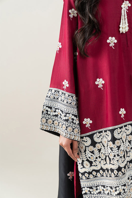 3 PIECE EMBROIDERED RAW SILK SUIT (LUXURY-PRET)