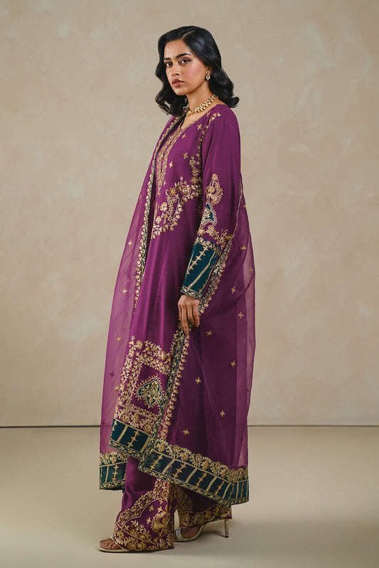 3 PIECE EMBROIDERED RAW SILK SUIT (LUXURY PRET)
