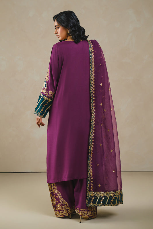 3 PIECE EMBROIDERED RAW SILK SUIT (LUXURY PRET)