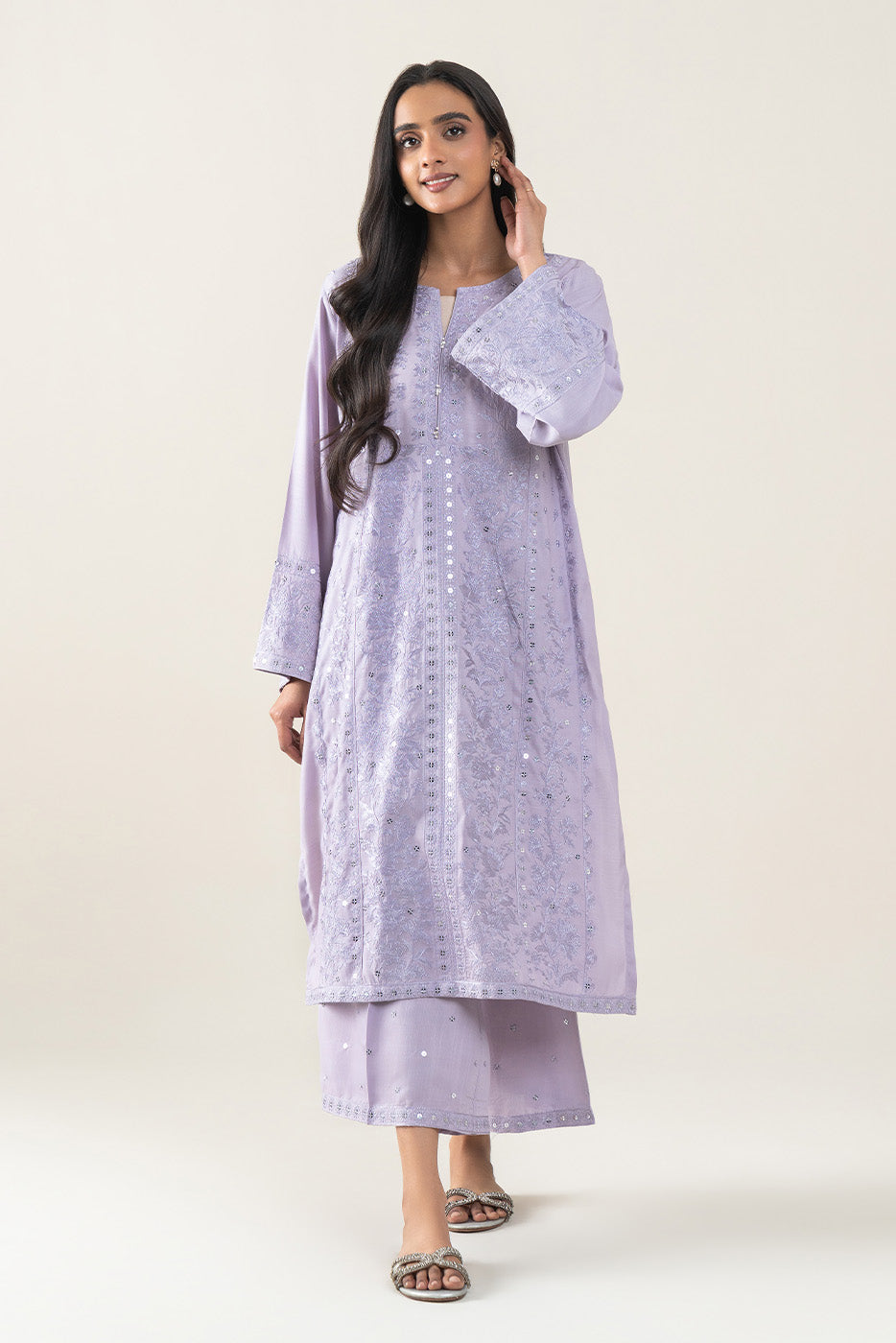 2 PIECE EMBROIDERED RAW SILK SUIT (LUXURY-PRET)