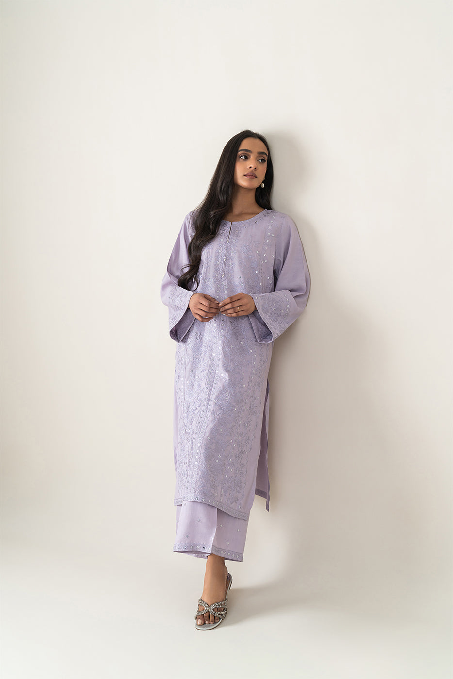 2 PIECE EMBROIDERED RAW SILK SUIT (LUXURY-PRET)