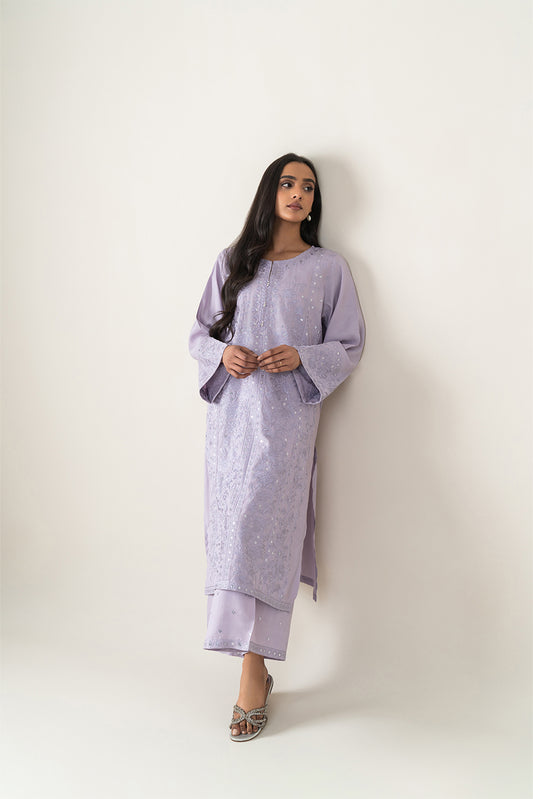 2 PIECE EMBROIDERED RAW SILK SUIT (LUXURY-PRET)