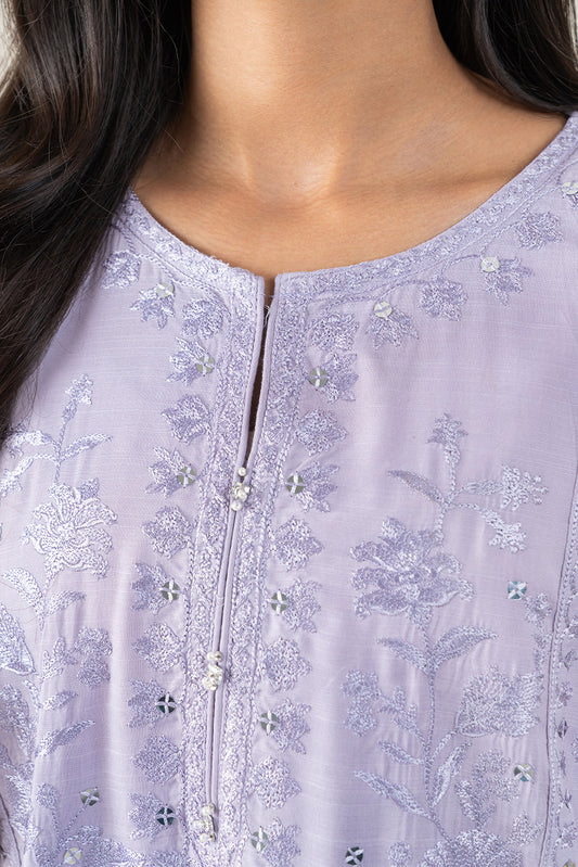 2 PIECE EMBROIDERED RAW SILK SUIT (LUXURY-PRET)