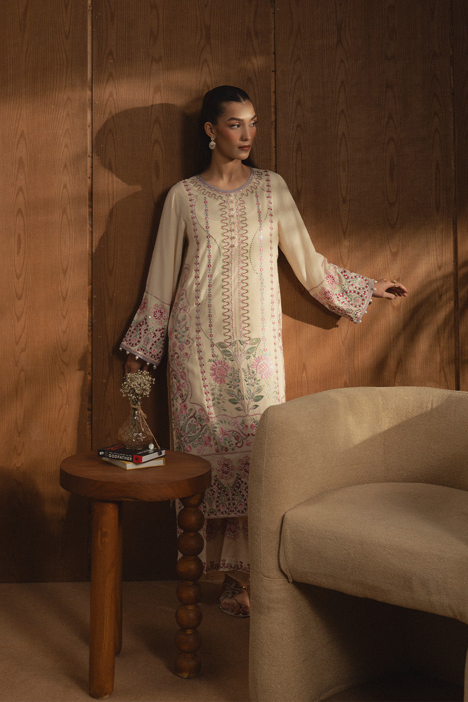 2 PIECE EMBROIDERED RAW SILK SUIT (LUXURY PRET)