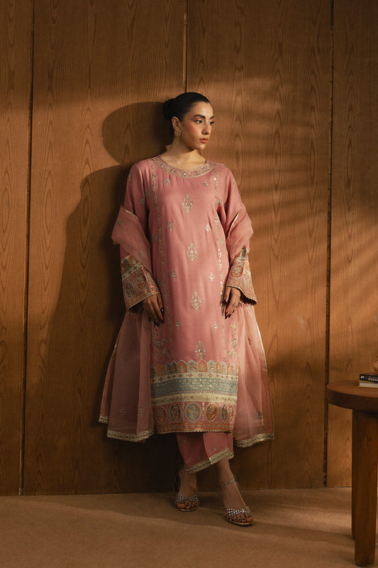 3 PIECE EMBROIDERED RAW SILK SHIRT (LUXURY-PRET)