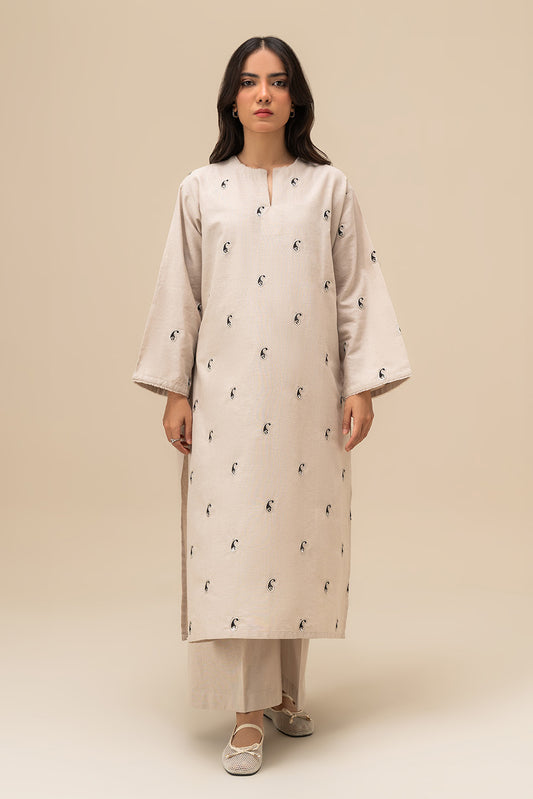 2 PIECE EMBROIDERED COTTON LINEN SUIT (PRET)