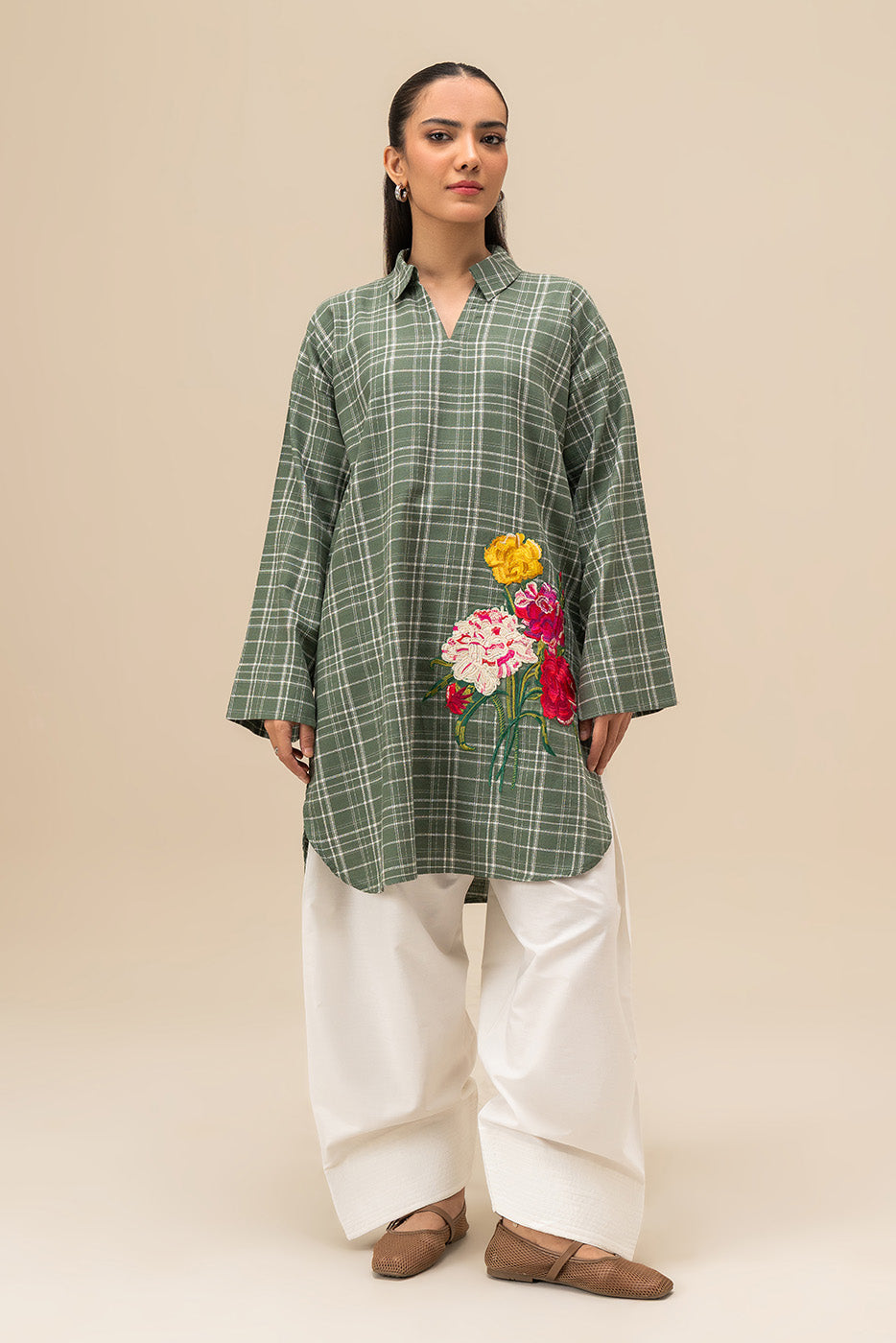 EMBROIDERED DOBBY SHIRT (PRET)