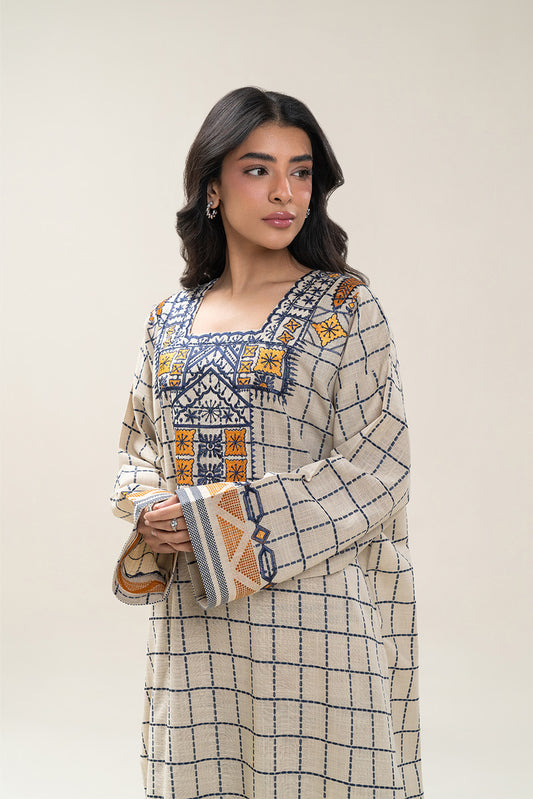 2 PIECE EMBROIDERED KHADDAR JACQUARD SUIT (PRET)