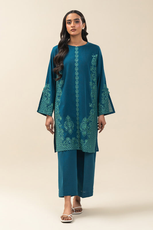 EMBROIDERED TWO WAY SLUB SHIRT (PRET)
