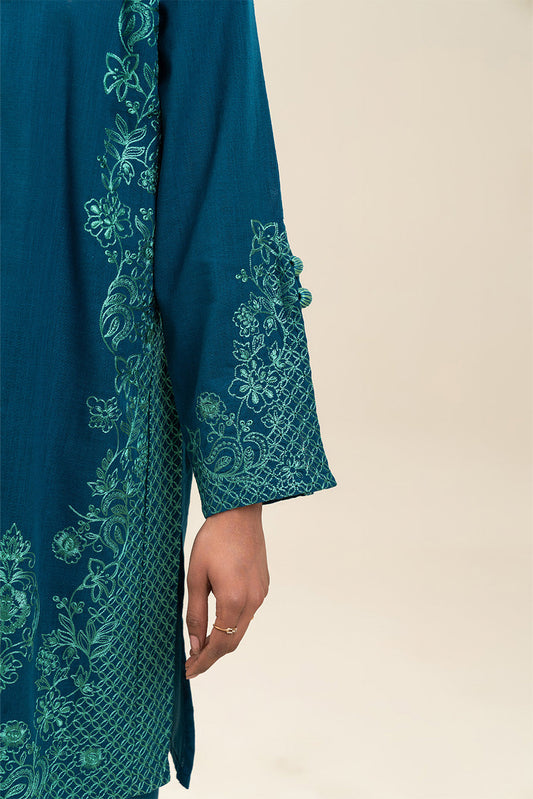 2 PIECE EMBROIDERED TWO WAY SLUB SUIT (PRET)