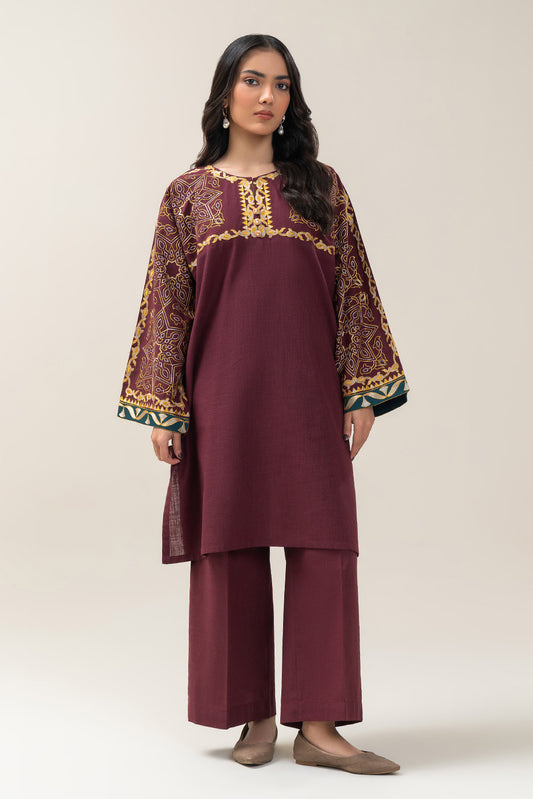 2 PIECE EMBROIDERED TWO WAY SLUB SUIT (PRET)