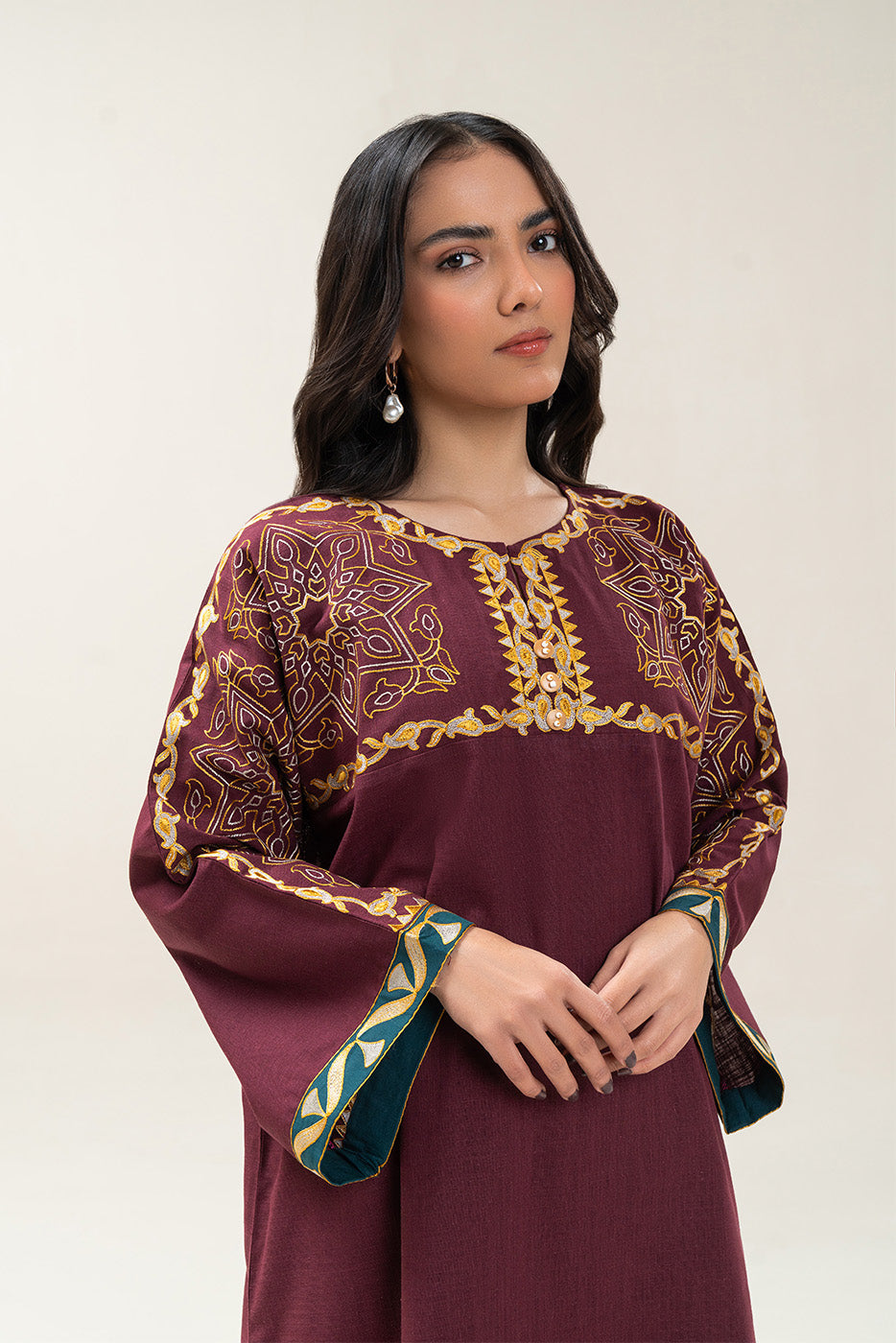 2 PIECE EMBROIDERED TWO WAY SLUB SUIT (PRET)