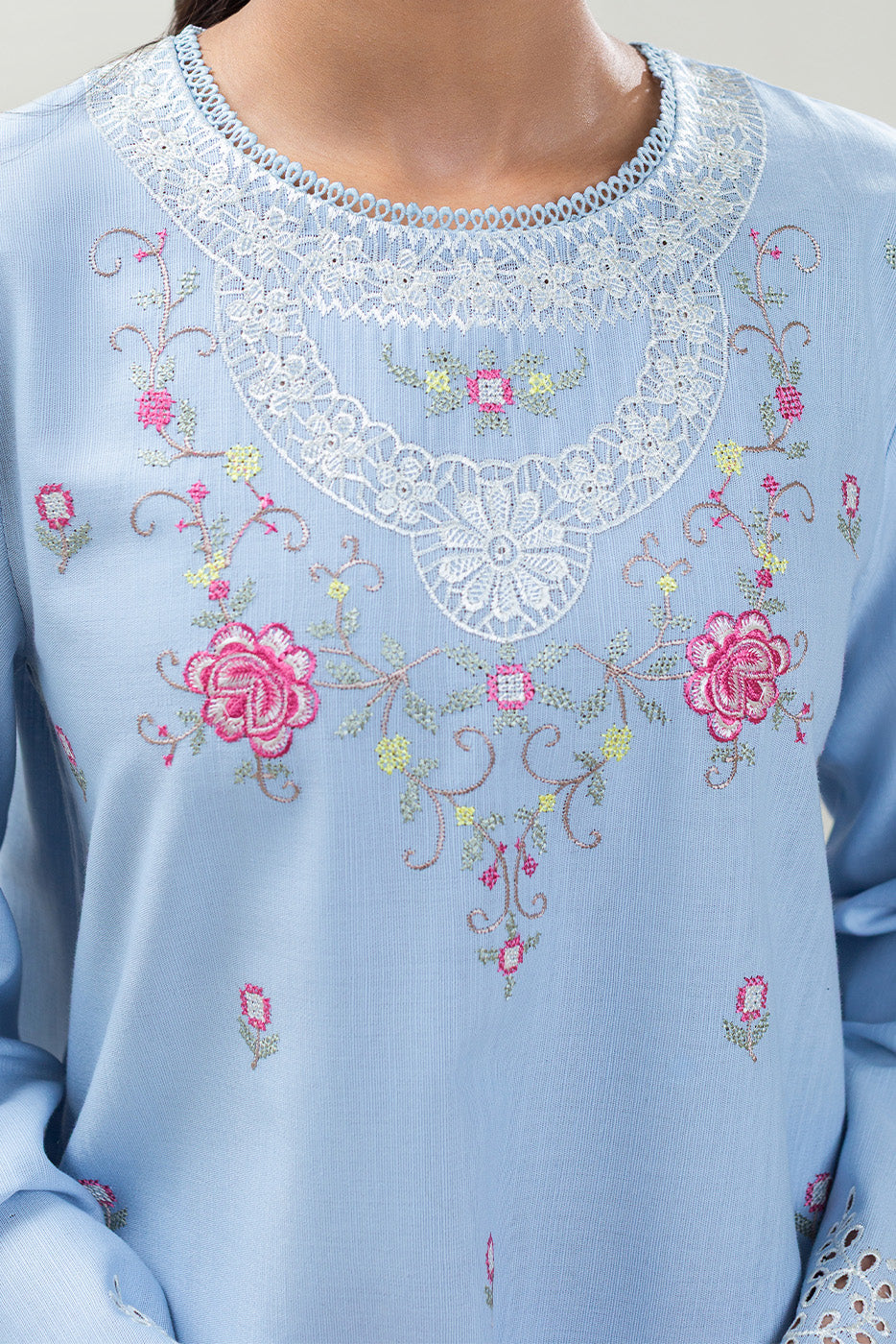 2 PIECE EMBROIDERED SLUB KHADDAR SUIT (PRET)