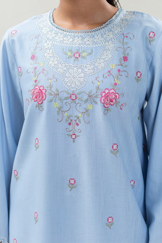 2 PIECE EMBROIDERED SLUB KHADDAR SUIT (PRET)