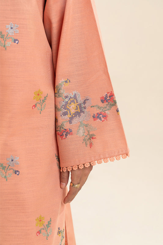 2 PIECE EMBROIDERED SLUB KHADDAR SUIT (PRET)