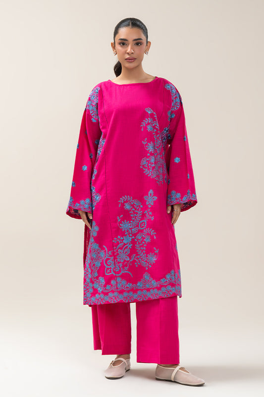 2 PIECE EMBROIDERED TWO WAY SLUB SUIT (PRET)