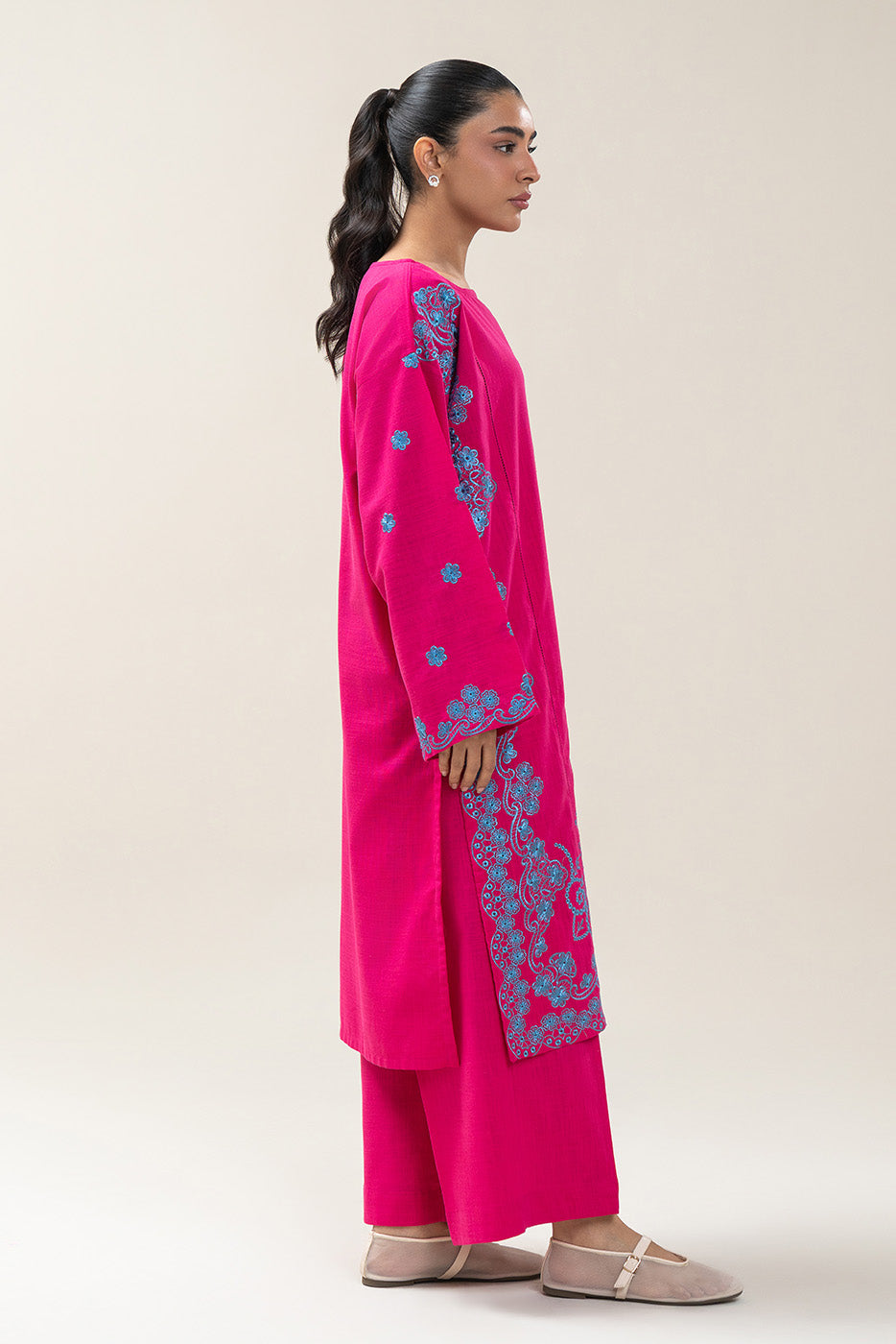 2 PIECE EMBROIDERED TWO WAY SLUB SUIT (PRET)