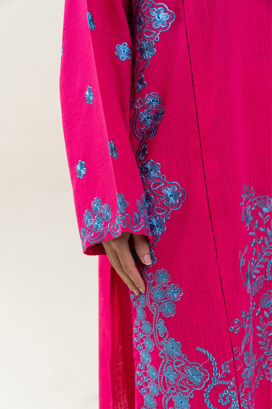 2 PIECE EMBROIDERED TWO WAY SLUB SUIT (PRET)