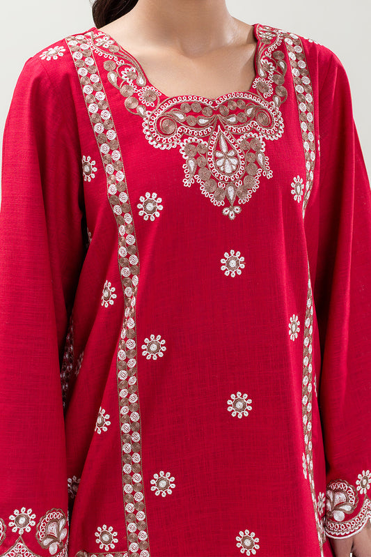 2 PIECE EMBROIDERED TWO WAY SLUB SUIT (PRET)