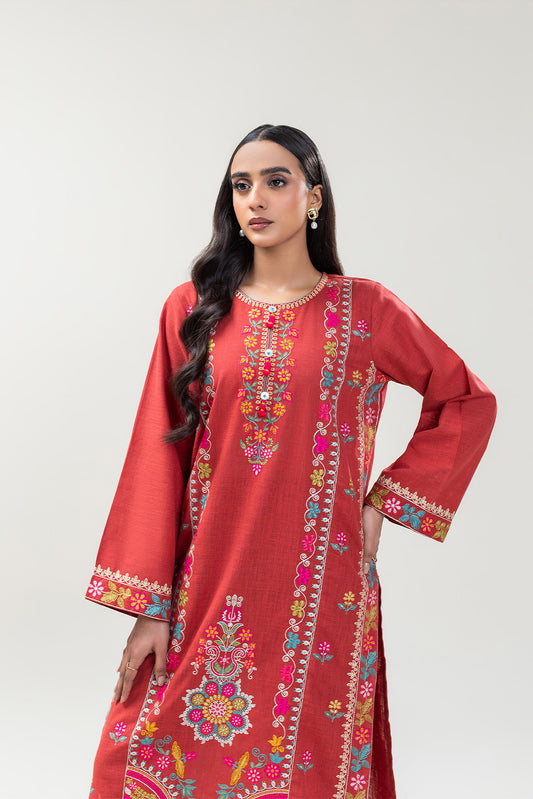 2 PIECE EMBROIDERED TWO WAY SLUB SUIT (PRET)