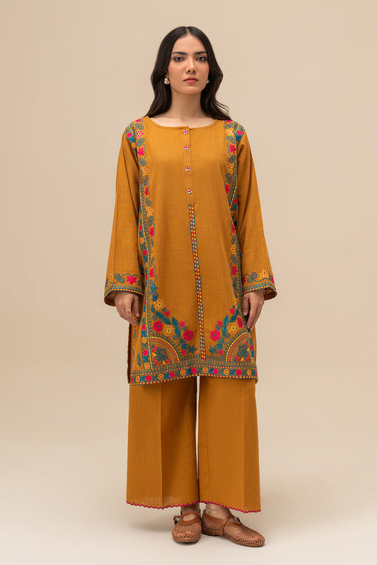2 PIECE EMBROIDERED TWO WAY SLUB SUIT (PRET)