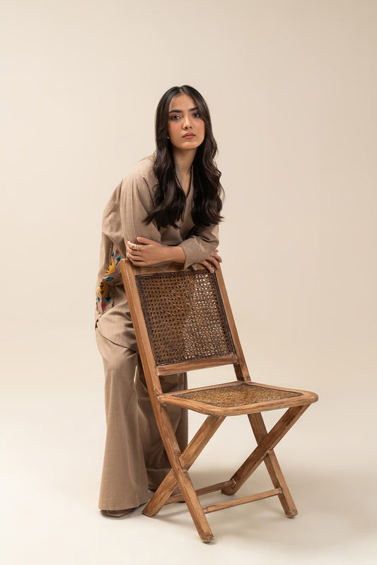 2 PIECE EMBROIDERED TWO WAY SLUB SUIT (PRET)