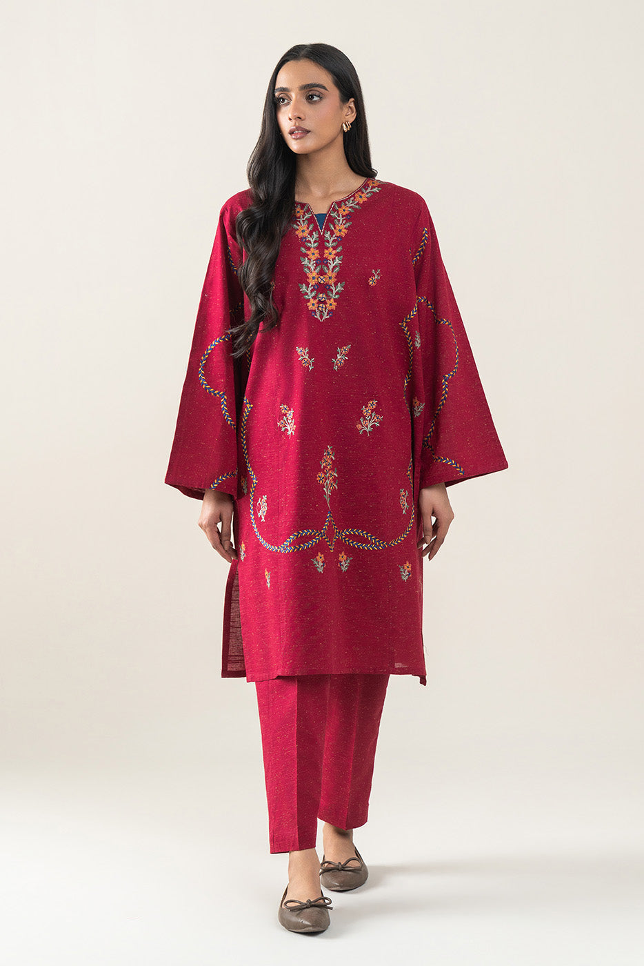 2 PIECE EMBROIDERED MULTI NEPS SUIT (PRET)