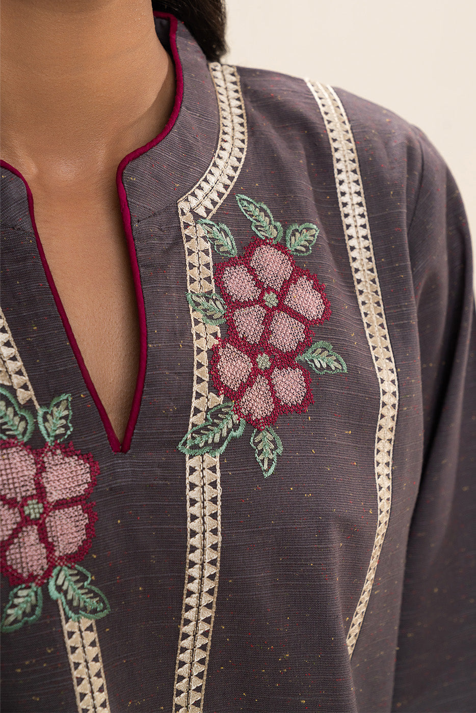 2 PIECE EMBROIDERED MULTI NEPS SUIT (PRET)