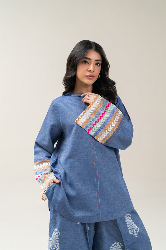 2 PIECE EMBROIDERED YARN DYED SELF JACQUARD SUIT (PRET)