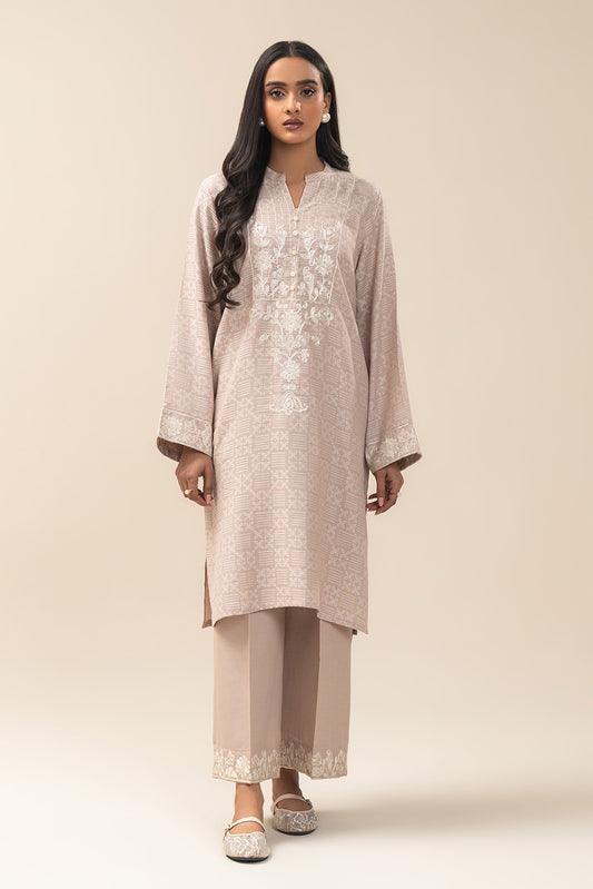 2 PIECE EMBROIDERED YARN DYED SELF JACQUARD SUIT (PRET)