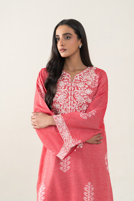 2 PIECE EMBROIDERED YARN DYED SELF JACQUARD SUIT (PRET)