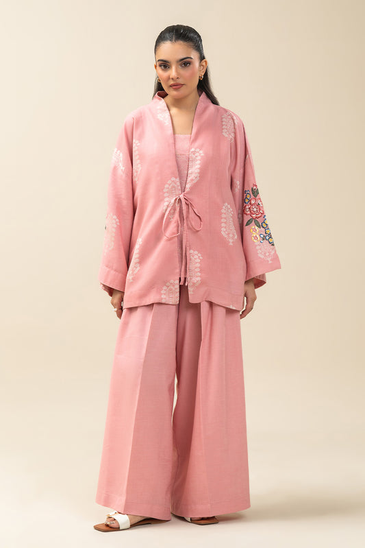 2 PIECE EMBROIDERED SELF JACQUARD SUIT (PRET)