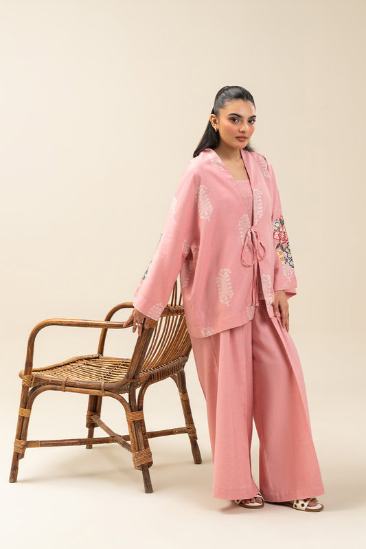 2 PIECE EMBROIDERED SELF JACQUARD SUIT (PRET)