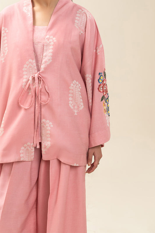 2 PIECE EMBROIDERED SELF JACQUARD SUIT (PRET)