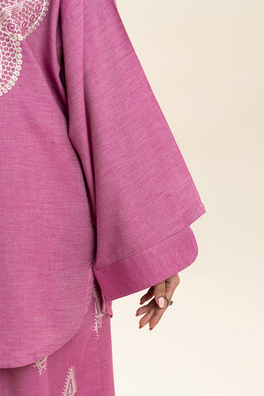 2 PIECE EMBROIDERED YARN DYED SELF JACQUARD SUIT (PRET)