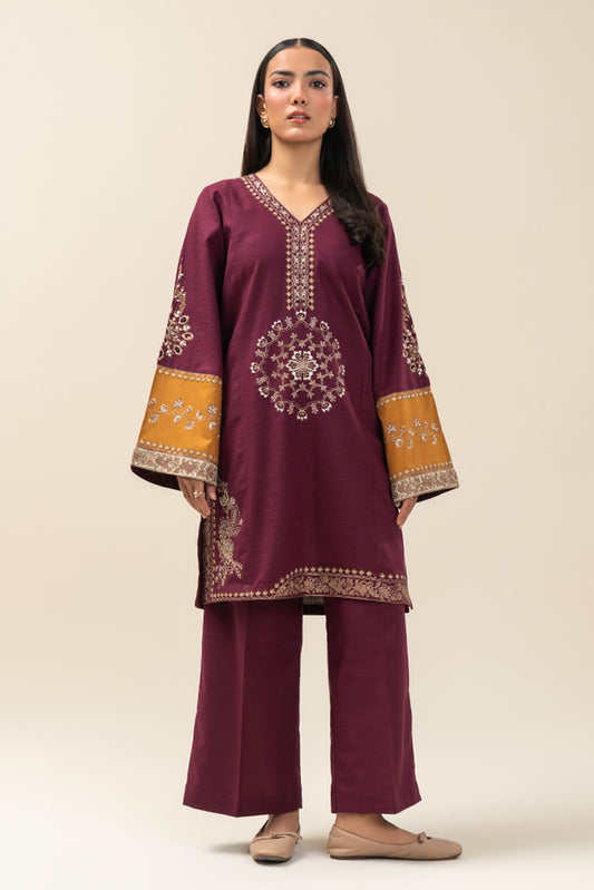 2 PIECE EMBROIDERED SLUB KHADDAR SUIT (PRET)