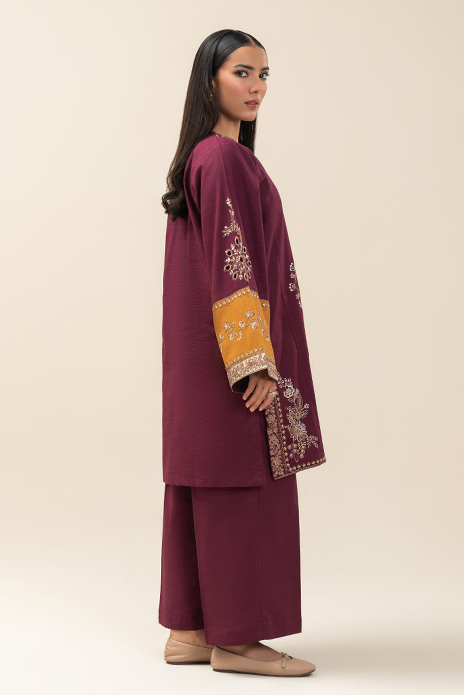 2 PIECE EMBROIDERED SLUB KHADDAR SUIT (PRET)